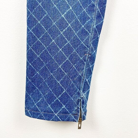 CHANEL | 2017 Spring Skinny Blue Jeans White All Over Diamond Print 40 - Picture 7 of 11